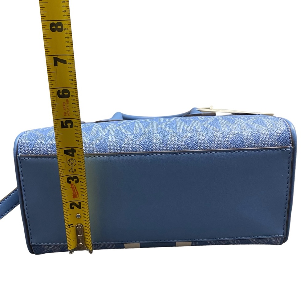 New MICHAEL KORS CENTER STRIPE MAPLE SM SATCHEL BRT BLUE WHITE CROSSBODY BAG - Picture 8 of 14